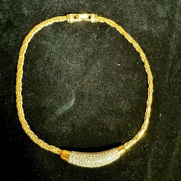 Vintage Swarovski Crystal Necklace choker gold tone - Picture 6 of 10